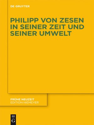 cover image of Philipp von Zesen in seiner Zeit und seiner Umwelt
